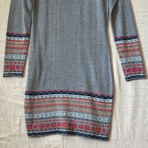 Poof! Gray Sweater Midi Dress Women’s‎ M | Southwestern Long Sleeve Soft Knit - Picture 7 of 10